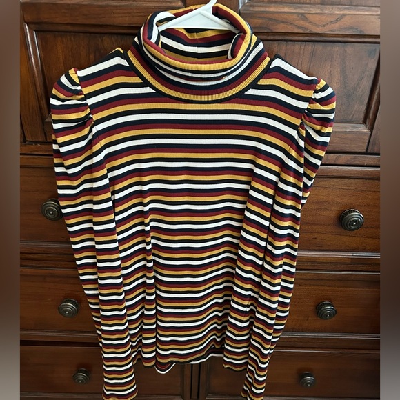 NWOT Veronica Beard Cedar Striped Puff Sleeve Multicolor Turtleneck Sweater - Picture 6 of 15